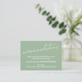Tarjeta De Recepción Alojamiento contemporáneo simple verde salvia