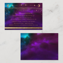 Tarjeta De Recepción Alojamiento Cosmic Purple Verde azulada Gold Moon
