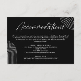 Tarjeta De Recepción Alojamiento de arte de línea geométrica blanca neg