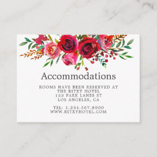 Tarjeta De Recepción Alojamiento de Boda acuarela floral
