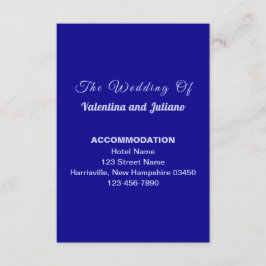 Tarjeta De Recepción Alojamiento de boda azul oscuro retrato