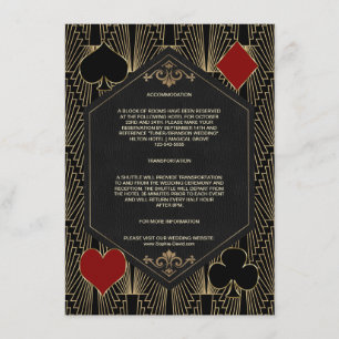 Tarjeta De Recepción Alojamiento de boda Casino Roaring 20s Gatsby