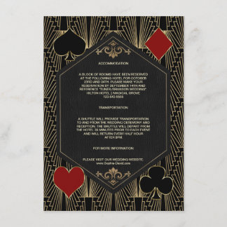 Tarjeta De Recepción Alojamiento de boda Casino Roaring 20s Gatsby