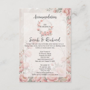 Tarjeta De Recepción Alojamiento de Boda Clásico Jardín Rosado