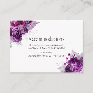 Tarjeta De Recepción Alojamiento de boda con acuarela de ciruela y azul