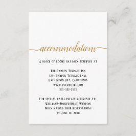Tarjeta De Recepción Alojamiento de boda con elegante escritura en oro 