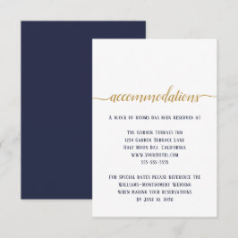 Tarjeta De Recepción Alojamiento de boda con guión dorado de la Marina
