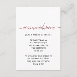 Tarjeta De Recepción Alojamiento de Boda con Letra Script Dorado Rosa M