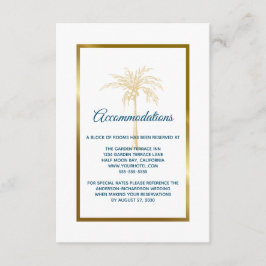 Tarjeta De Recepción Alojamiento de boda con palma de oro azul tropical