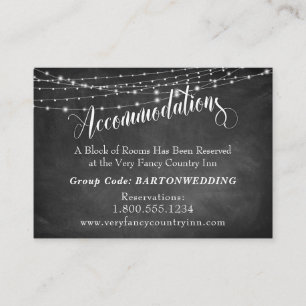 Tarjeta De Recepción Alojamiento de boda con pizarras y luces