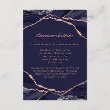 Alojamiento de boda de ágata rosa dorado foil azul