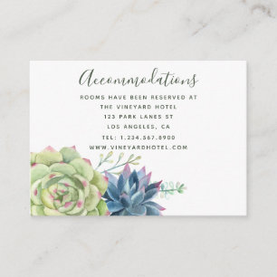 Tarjeta De Recepción Alojamiento de boda de cactus suculentos acuarela