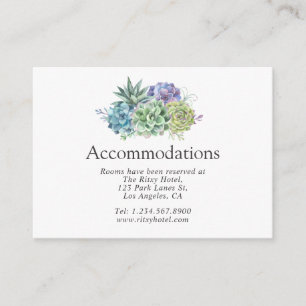 Tarjeta De Recepción Alojamiento de boda de cactus suculentos del desie