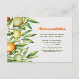 Tarjeta De Recepción Alojamiento de Boda de frutas Naranja de acuarela