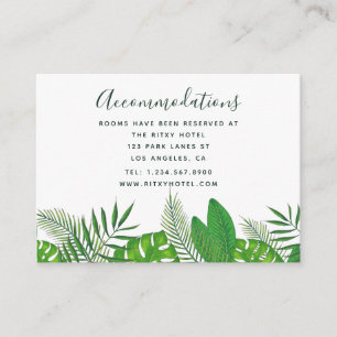 Tarjeta De Recepción Alojamiento de boda de hojas tropicales de acuarel