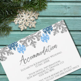 Tarjeta De Recepción Alojamiento de Boda de Invierno con Copo de Nieve 