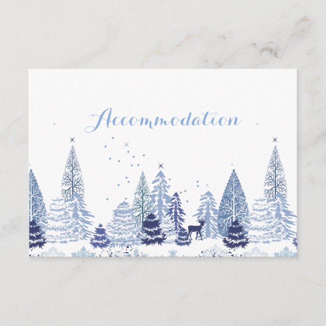 Tarjeta De Recepción Alojamiento de Boda de Invierno en Woodland Waterc (Anverso)
