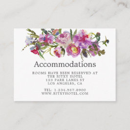 Tarjeta De Recepción Alojamiento de boda de peonías rosadas vintage