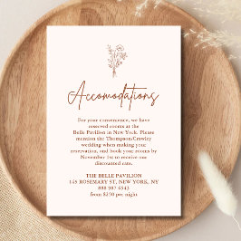 Tarjeta De Recepción Alojamiento de Boda de Terracota Boho Botanicals