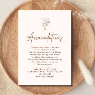 Tarjeta De Recepción Alojamiento de Boda de Terracota Boho Botanicals