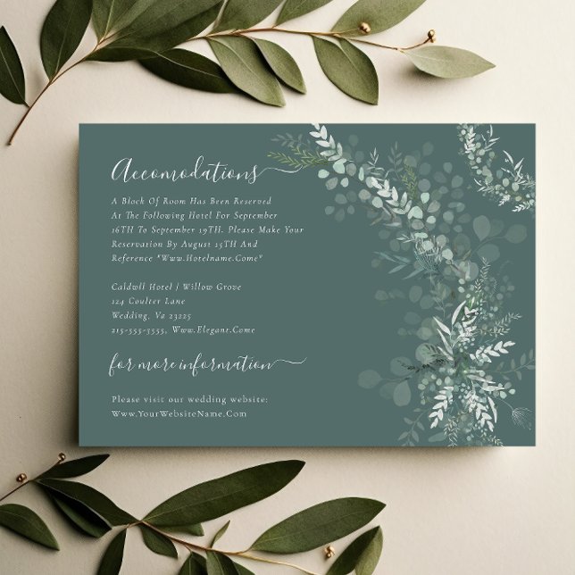 Tarjeta De Recepción Alojamiento de Boda del sabio botánico Eucalyptus (Subido por el creador)