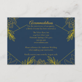Tarjeta De Recepción Alojamiento de Boda Elegancia Dorada