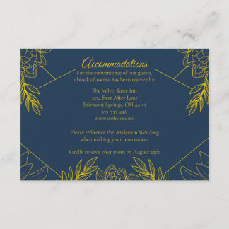 Tarjeta De Recepción Alojamiento de Boda Elegancia Dorada