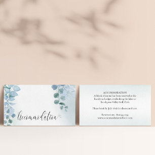 Tarjeta De Recepción Alojamiento de boda elegante con eucalipto polvori