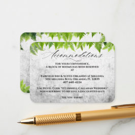 Tarjeta De Recepción Alojamiento de Boda Elegantes Helechos Naturales