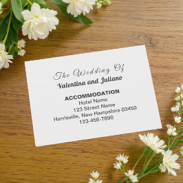 Tarjeta De Recepción Alojamiento de boda en blanco y negro