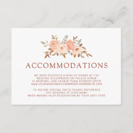 Tarjeta De Recepción Alojamiento de Boda Floral de Acuarela de Otoño