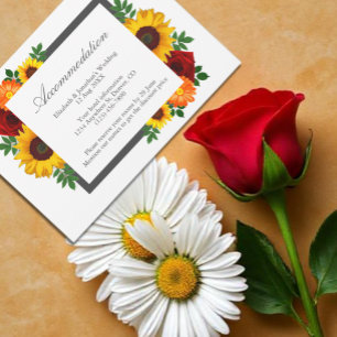 Tarjeta De Recepción Alojamiento de boda floral de rosa girasol atardec