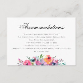 Tarjeta De Recepción Alojamiento de boda floral elegante con acuarela