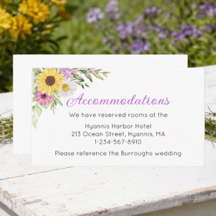 Tarjeta De Recepción Alojamiento de boda floral girasol margarita
