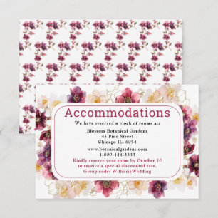 Tarjeta De Recepción Alojamiento de boda floral Hellebore Borgoña