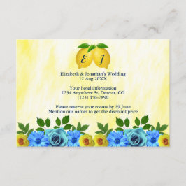 Tarjeta De Recepción Alojamiento de boda floral limón soleado