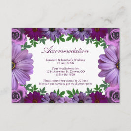 Tarjeta De Recepción Alojamiento de boda floral púrpura real