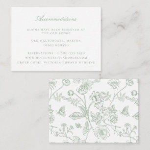 Tarjeta De Recepción Alojamiento de Boda floral verde sage