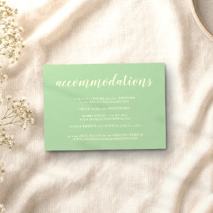 Tarjeta De Recepción Alojamiento de Boda Formal Simple Pistacho