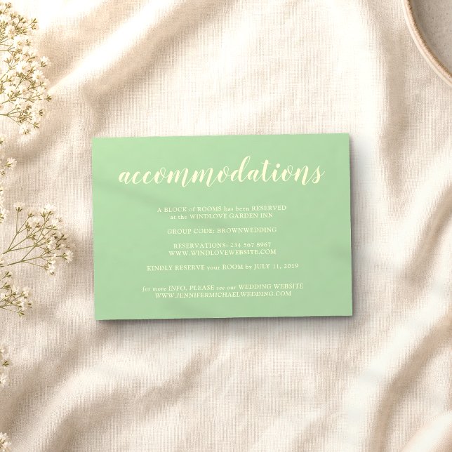 Tarjeta De Recepción Alojamiento de Boda Formal Simple Pistacho (Subido por el creador)