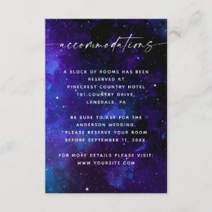 Tarjeta De Recepción Alojamiento de Boda Galaxia Información del Hote