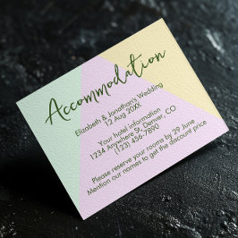 Tarjeta De Recepción Alojamiento de Boda geométrico Pastel silenciado