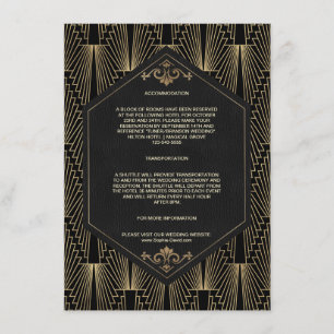 Tarjeta De Recepción Alojamiento de boda Glam Roaring 20s Gatsby