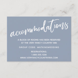 Tarjeta De Recepción Alojamiento de boda informal en azul polvoriento c
