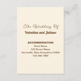 Tarjeta De Recepción Alojamiento de Boda Marfil Retrato