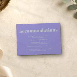 Tarjeta De Recepción Alojamiento de boda minimalista de plata y lavanda