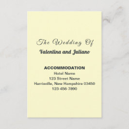 Tarjeta De Recepción Alojamiento de boda retrato crema