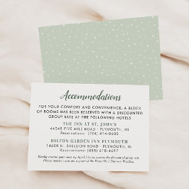 Tarjeta De Recepción Alojamiento de Boda Rústico con acuarela verde