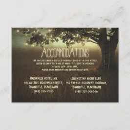 Tarjeta De Recepción alojamiento de boda rústico en un árbol de luces