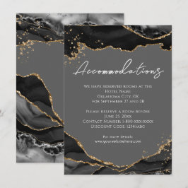 Tarjeta De Recepción Alojamiento de Bodas de Agate Purpurina de oro neg